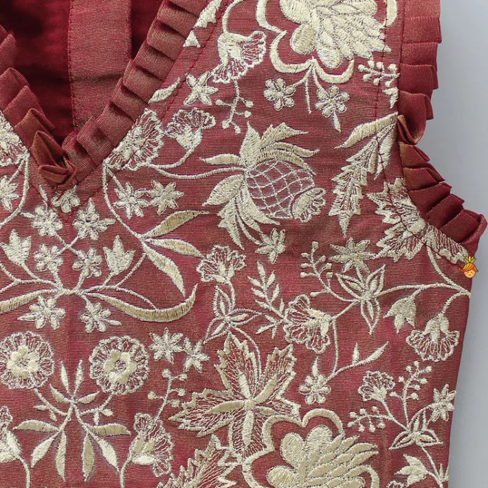 Discount Thread Embroidered Top And Pleated Lehenga Ethnic Wear | Lehengas & Ghagras