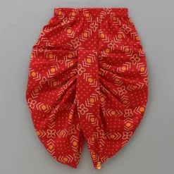 Online Thread Embroidered Yellow Kurta With Bandhani Printed Red Dhoti BOY Indian Ethnic Wear | Ethnic Sets