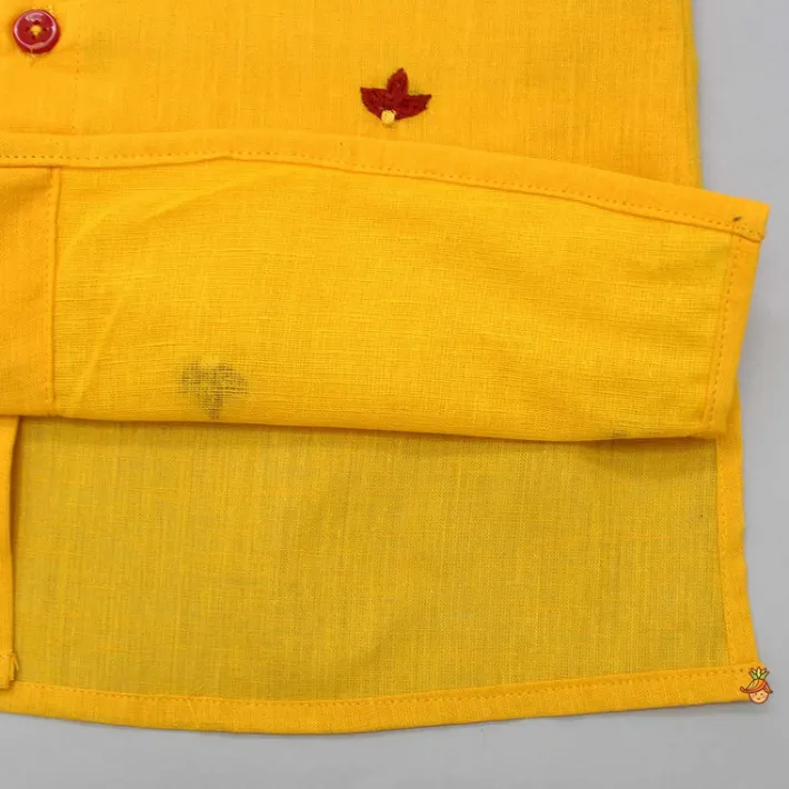 Online Thread Embroidered Yellow Kurta With Bandhani Printed Red Dhoti BOY Indian Ethnic Wear | Ethnic Sets
