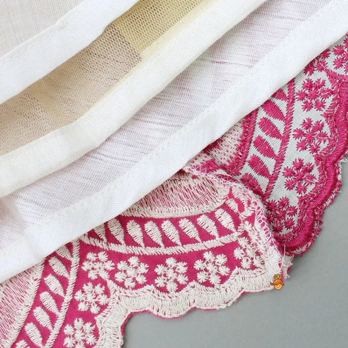 Outlet Thread-Embroidered Dual-Tone Anarkali With Attached Net Dupatta Ethnic Wear | Sarees & Anarkalis