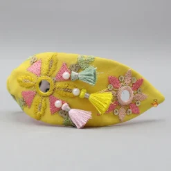 Online Tiny Fringe Embroidered Yellow Hair Band Hair Accessories | Hair Bands