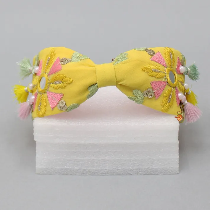 Online Tiny Fringe Embroidered Yellow Hair Band Hair Accessories | Hair Bands
