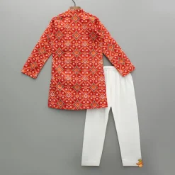 Discount Traditional Patola Print Kurta With Gota Lace Embellishment And Pyjama BOY Indian Ethnic Wear | Ethnic Sets