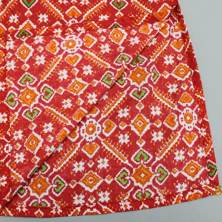 Discount Traditional Patola Print Kurta With Gota Lace Embellishment And Pyjama BOY Indian Ethnic Wear | Ethnic Sets
