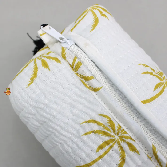 Sale Tree Printed White Pouch Bags - Set Of 2 Bags