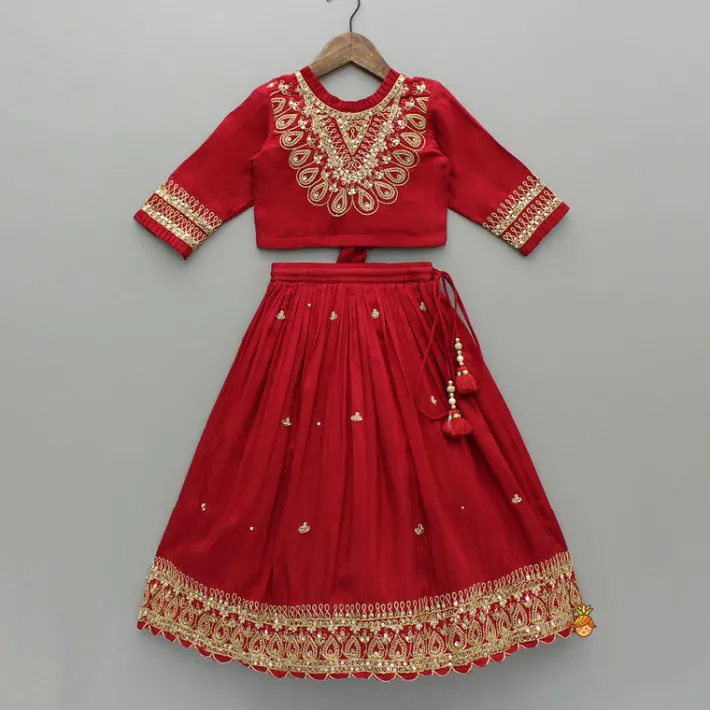 Online Triple Knot Red Top And Lehenga Ethnic Wear | Lehengas & Ghagras