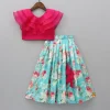 Discount Triple Organza Layered Fuchsia Pink Flap Top And Floral Embroidered Aqua Blue Lehenga Ethnic Wear | Lehengas & Ghagras