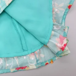 Discount Triple Organza Layered Fuchsia Pink Flap Top And Floral Embroidered Aqua Blue Lehenga Ethnic Wear | Lehengas & Ghagras
