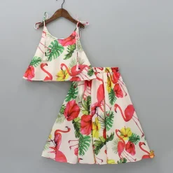Hot Tropical Floral And Swan Printed Top And Lehenga Ethnic Wear | Lehengas & Ghagras