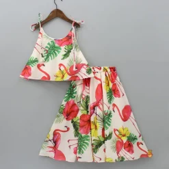 Hot Tropical Floral And Swan Printed Top And Lehenga Ethnic Wear | Lehengas & Ghagras