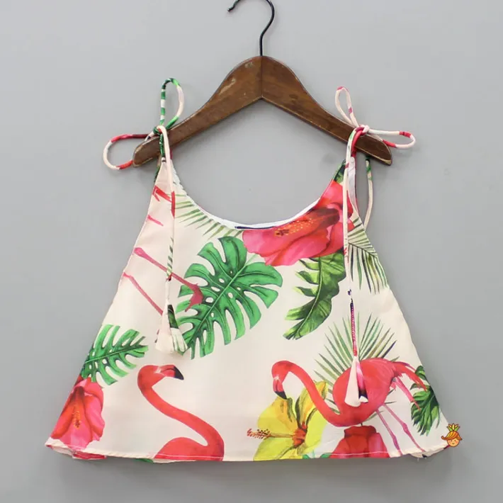 Hot Tropical Floral And Swan Printed Top And Lehenga Ethnic Wear | Lehengas & Ghagras