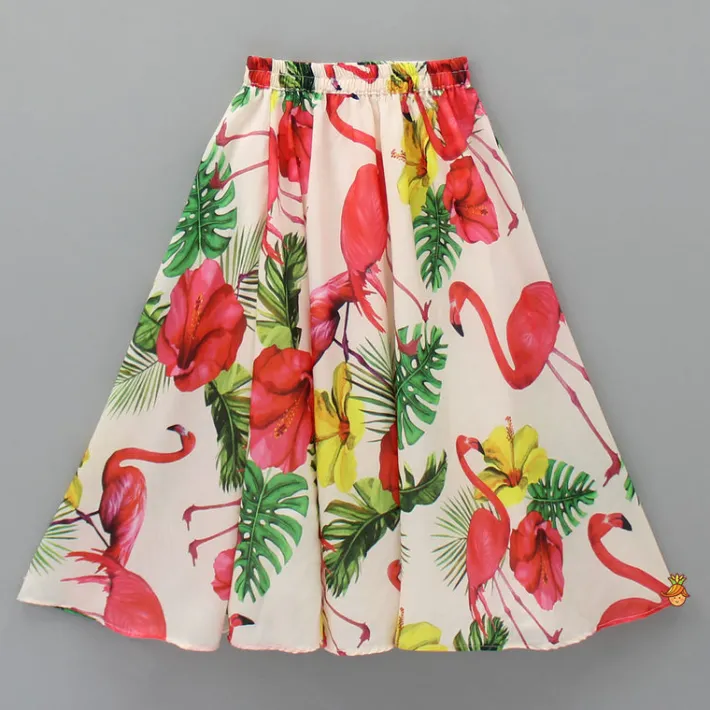 Hot Tropical Floral And Swan Printed Top And Lehenga Ethnic Wear | Lehengas & Ghagras