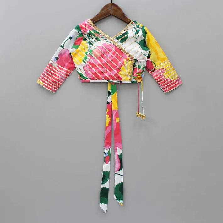 Best Tropical Floral Printed And Gota Lace Work Top With Lehenga Ethnic Wear | Lehengas & Ghagras