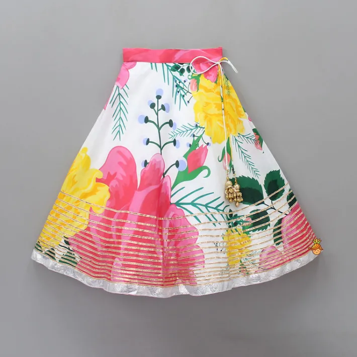 Best Tropical Floral Printed And Gota Lace Work Top With Lehenga Ethnic Wear | Lehengas & Ghagras