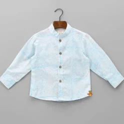 Fashion Tropical Hand Block Leaves Printed Shirt BOY Twinning Sets | Shirts & Tees