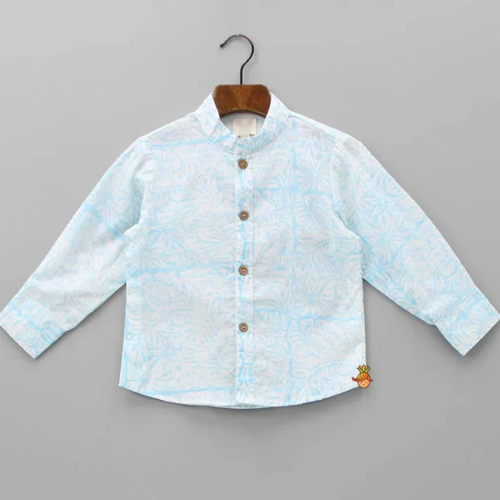 Fashion Tropical Hand Block Leaves Printed Shirt BOY Twinning Sets | Shirts & Tees