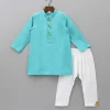 Sale Turquoise Embellished Kurta And Churidar BOY Indian Ethnic Wear | Ethnic Sets