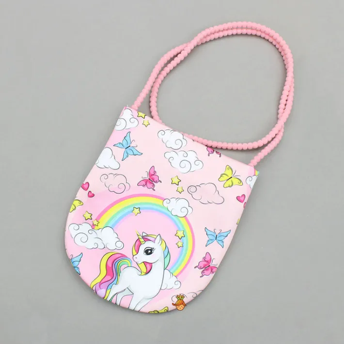 New Unicorn Printed Dual Tone Frilly Dress With Matching Sling Bag Dresses & Sets | Dresses