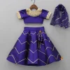 Clearance V Cut Back Embroidered Purple Top And Gota Lace Detail Lehenga With Matching Checks Dupatta Ethnic Wear | Lehengas & Ghagras