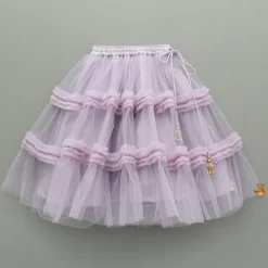 Hot V Neck Sleeveless Lavender Top And Ruffle Frilly Lehenga Ethnic Wear | Lehengas & Ghagras
