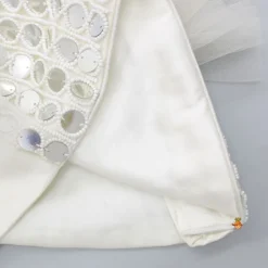Sale V Neck White Beaded Top And Pearly Tassels Enhanced Tiered Lehenga With Organza Dupatta Ethnic Wear | Lehengas & Ghagras