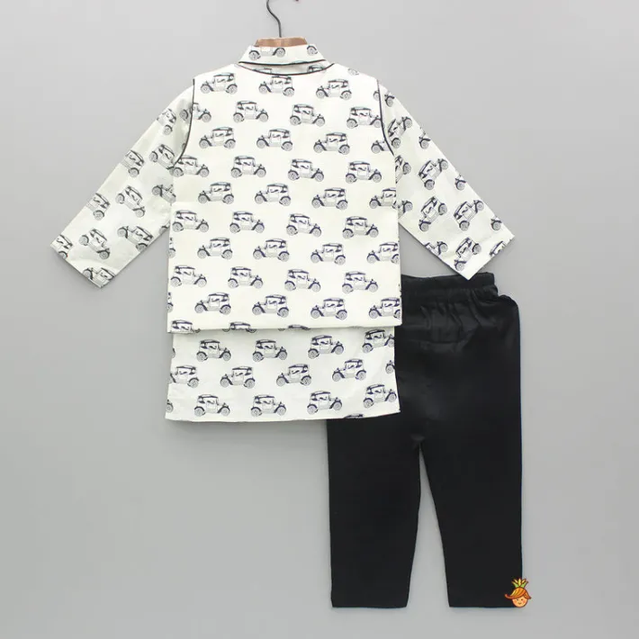 Sale Vehicle Printed Kurta With Jacket And Pyjama BOY Indian Ethnic Wear | Ethnic Sets