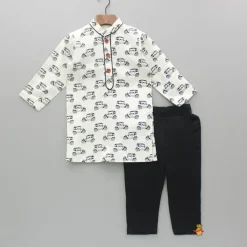 Sale Vehicle Printed Kurta With Jacket And Pyjama BOY Indian Ethnic Wear | Ethnic Sets