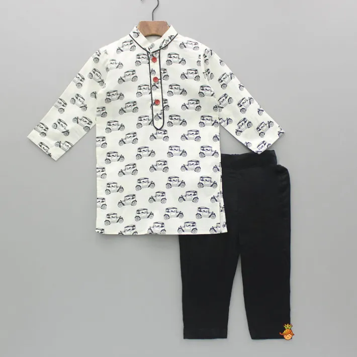Sale Vehicle Printed Kurta With Jacket And Pyjama BOY Indian Ethnic Wear | Ethnic Sets