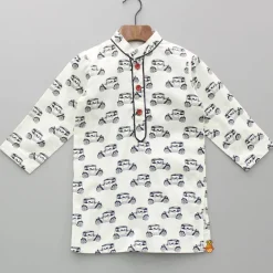 Sale Vehicle Printed Kurta With Jacket And Pyjama BOY Indian Ethnic Wear | Ethnic Sets