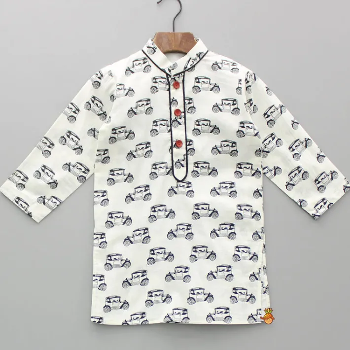 Sale Vehicle Printed Kurta With Jacket And Pyjama BOY Indian Ethnic Wear | Ethnic Sets