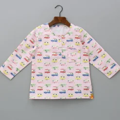 Fashion Vehicle Printed Top And Pyjama Sleepwear