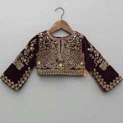 Hot Velvet Embroidered Top And Lehenga With Dupatta Ethnic Wear | Lehengas & Ghagras
