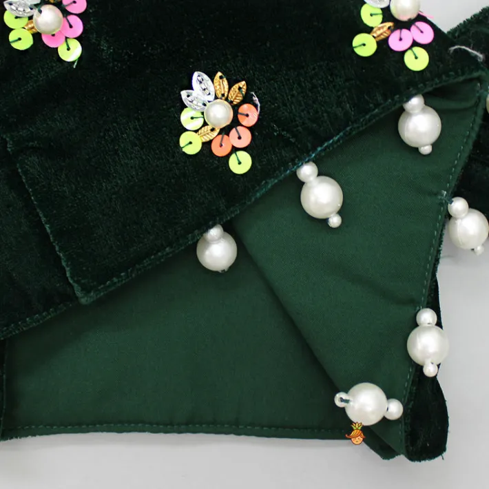 Hot Velvet Green Off Shoulder Top And Dhoti Style Skirt Ethnic Wear | Dhotis & Patialas