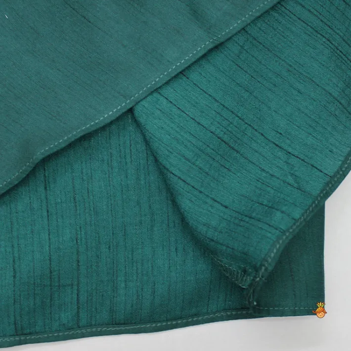 Hot Velvet Green Off Shoulder Top And Dhoti Style Skirt Ethnic Wear | Dhotis & Patialas