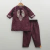 Online Velvet Zardozi Embroidered Kurti And Pant Ethnic Wear | Churidars & Salwars