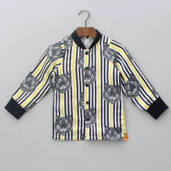 New Vertical Striped Tiger Printed Shirt BOY Shirts & Tees