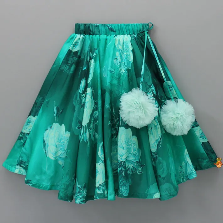 Fashion Vibrant Floral Printed Green Stylish Crop Top And Lehenga Ethnic Wear | Lehengas & Ghagras