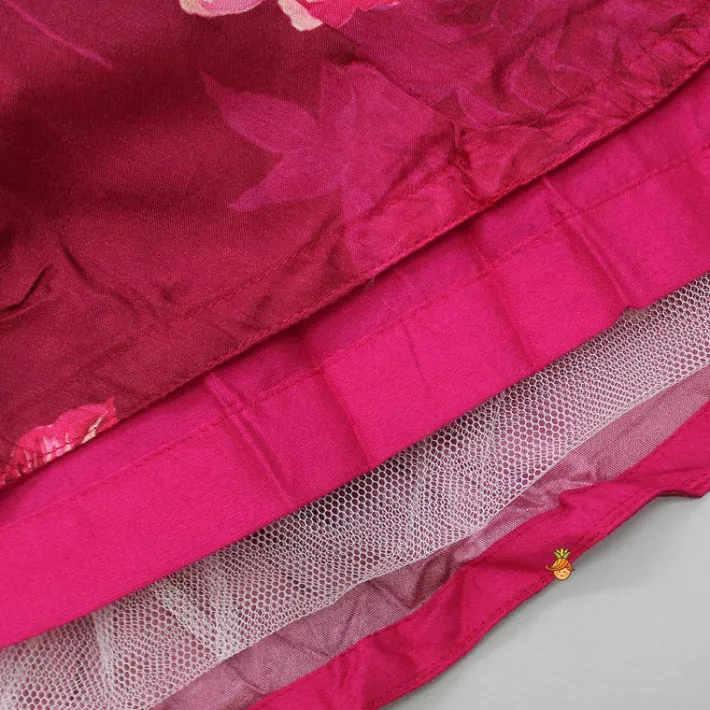Clearance Vibrant Floral Printed Pink Stylish Crop Top And Lehenga Ethnic Wear | Lehengas & Ghagras