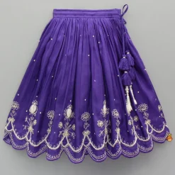 Hot Violet Embroidered Top And Pleated Lehenga Twinning Sets | Ethnic Wear