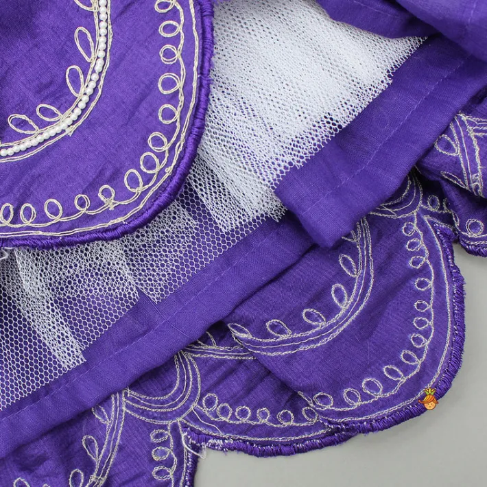 Hot Violet Embroidered Top And Pleated Lehenga Twinning Sets | Ethnic Wear
