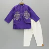 New Violet Kurta With Embroidered Flap And Pyjama BOY Twinning Sets | Indian Ethnic Wear