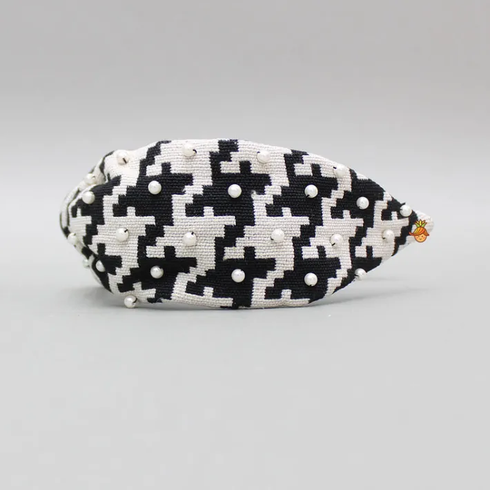 Clearance White And Black Printed Hairband Hair Accessories | Hair Bands