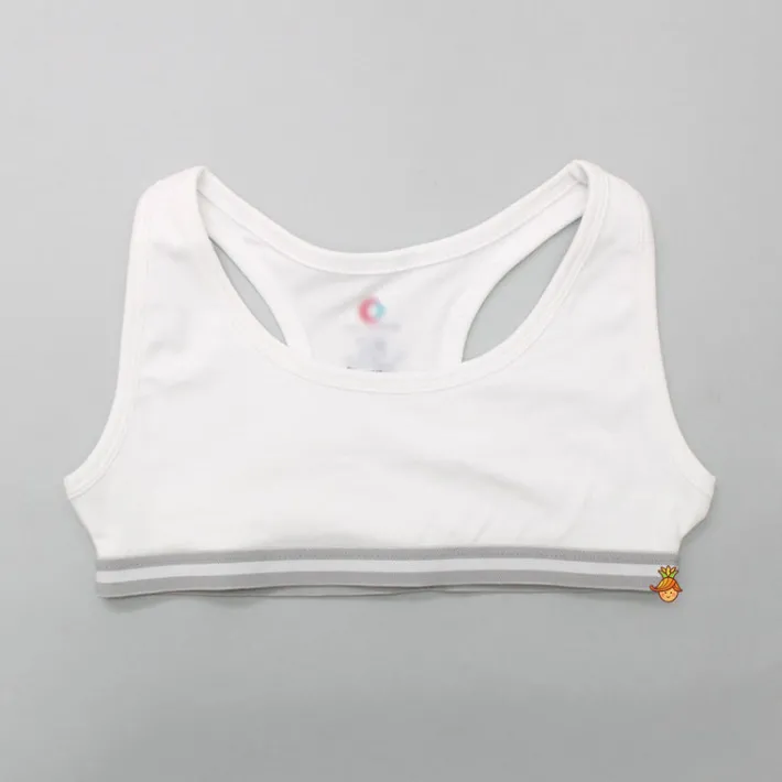 New White And Grey Sports Beginners Bra - Set Of 2 Underwear