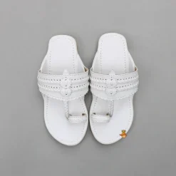 Fashion White Braided Kolhapuri Flats Shoes