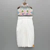 Best White Embroidered Embellished Halter Neck Top With Dhoti Style Skirt Ethnic Wear | Dhotis & Patialas