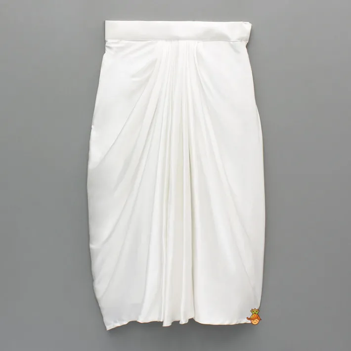 Best White Embroidered Embellished Halter Neck Top With Dhoti Style Skirt Ethnic Wear | Dhotis & Patialas