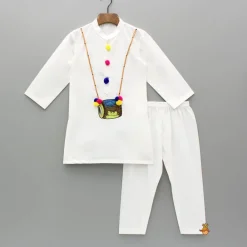 Outlet White Embroidered Kurta And Pyjama BOY Indian Ethnic Wear | Ethnic Sets