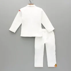 Outlet White Embroidered Sherwani and Pant BOY Indian Ethnic Wear | Sherwani Sets