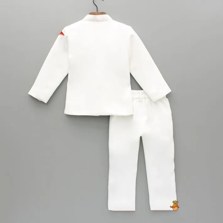 Outlet White Embroidered Sherwani and Pant BOY Indian Ethnic Wear | Sherwani Sets