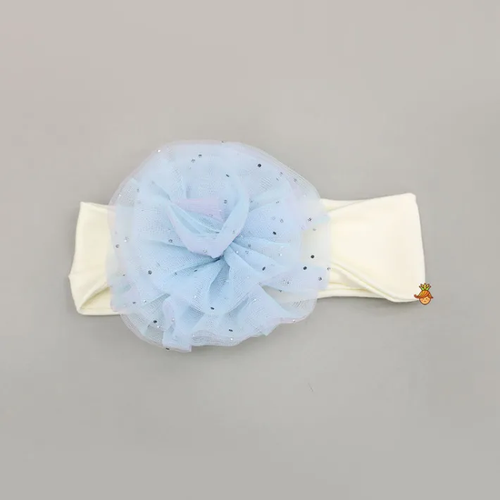 Sale White Head Band With Decorative Net Flower Hair Accessories | Head Bands